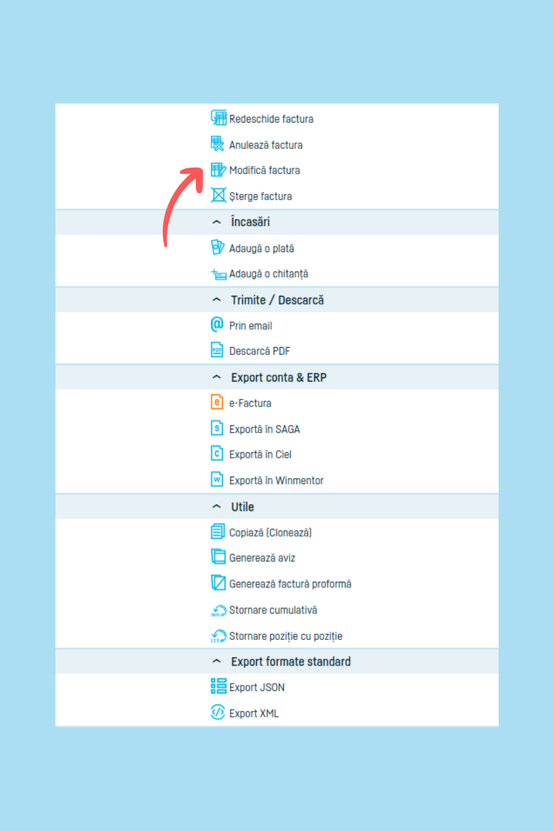 Cum modific o factură - pasul 5