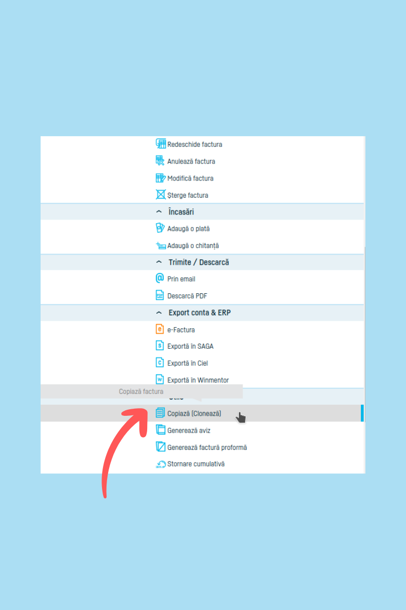 Cum copiez o factură - pasul 5