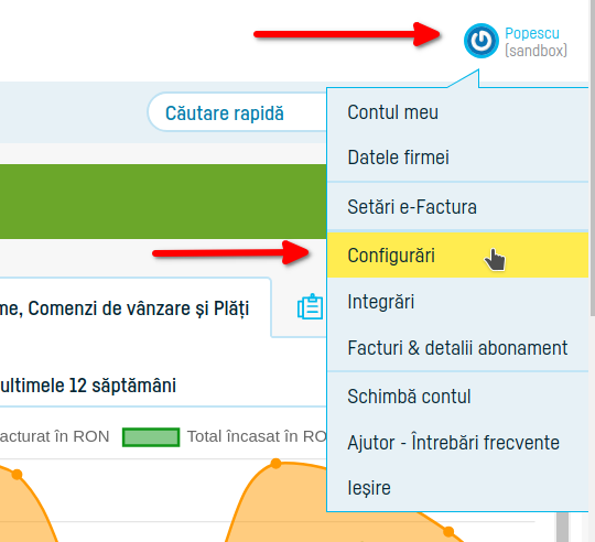 Cum setezi o serie de facturi să transmită e-Factura - pasul 1