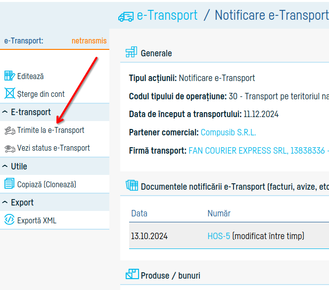 Cum transmiți notificarea e-Transport - pasul 10