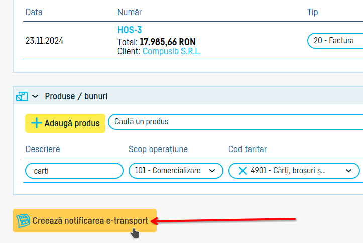 Cum transmiți notificarea e-Transport - pasul 9