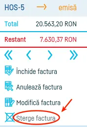 Cum șterg o factură? - pasul 3