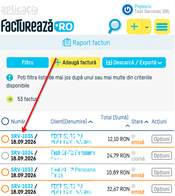 Cum stornez o factură? - pasul 1