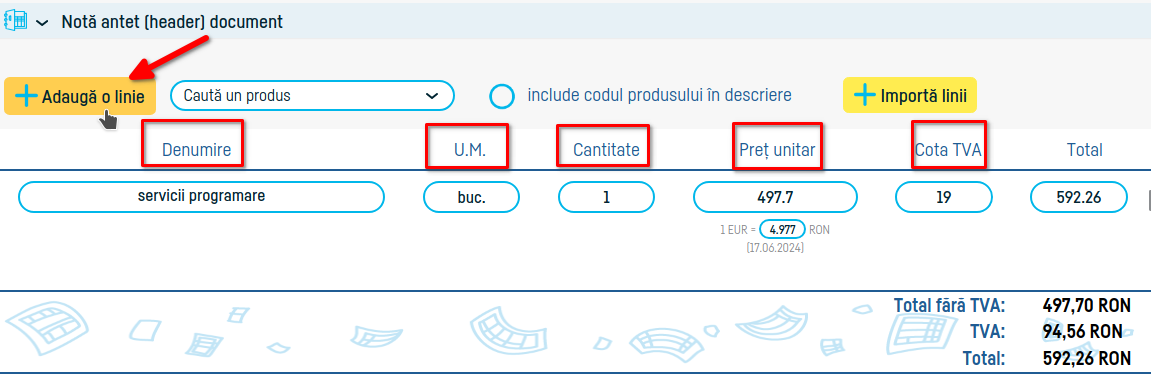 Cum adaug o factură? - pasul 7