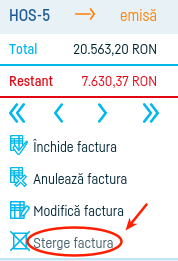 Cum șterg o factură? - pasul 3