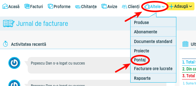 Cum emit o factură pe baza pontajului? - pasul 1
