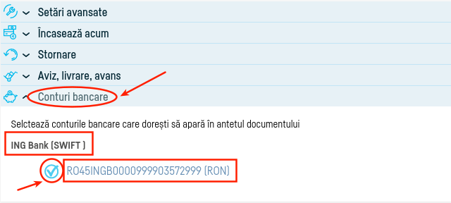 Cum selectez contul bancar pe factură? - pasul 1