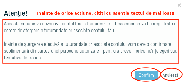 Cum îmi șterg contul  și datele asociate acestuia? - pasul 5