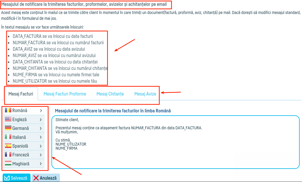 Cum definesc mesajele la trimiterea pe e-mail? - pasul 3