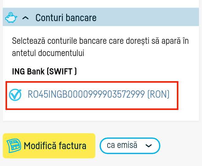 Cum pot schimba datele de pe o factură salvată? - pasul 2