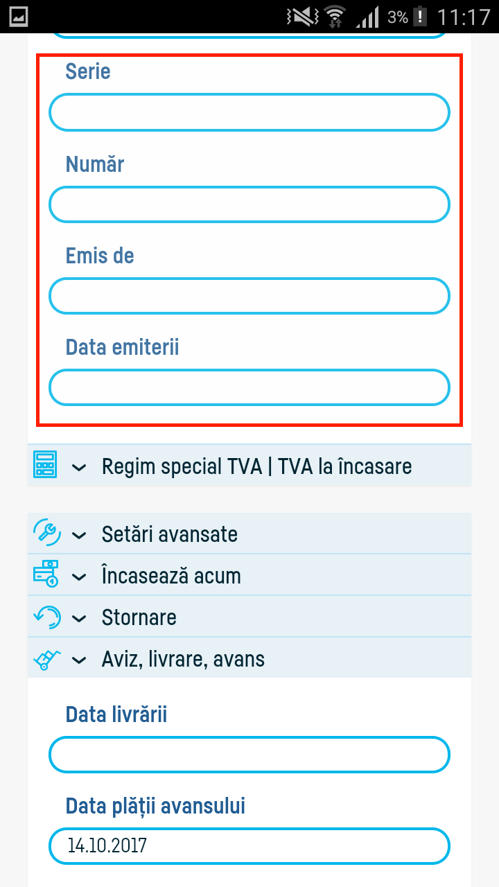 Cum adaug datele privind expediția pe factură? - pasul 2