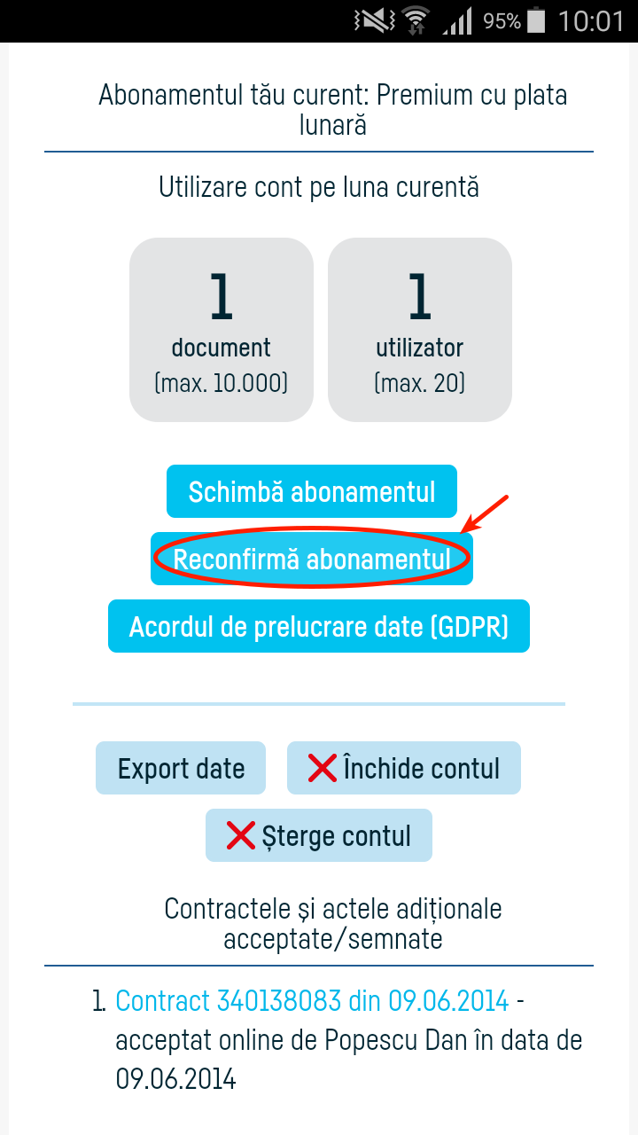 Actualizarea datelor firmei mele în contract - pasul 3