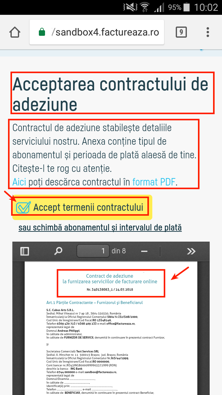 Actualizarea datelor firmei mele în contract - pasul 5