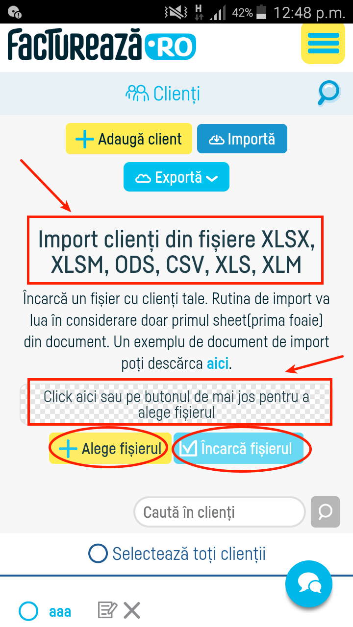 Cum import o listă de clienți? - pasul 3