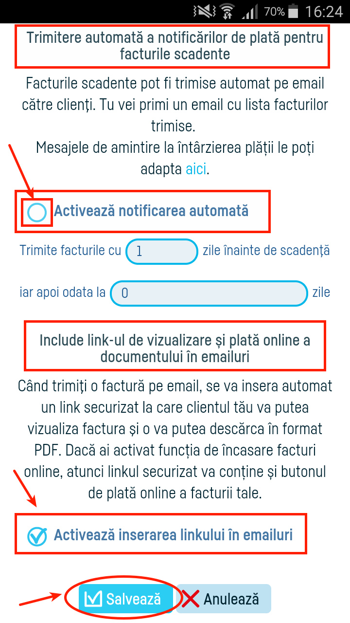 Cum se trimit facturile scadente prin email? - pasul 3