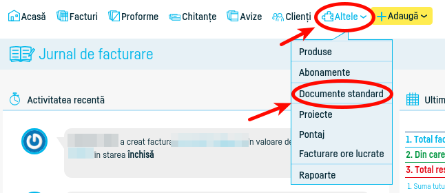 Generare document dintr-un model de document standard - pasul 1