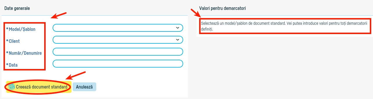 Generare document dintr-un model de document standard - pasul 3