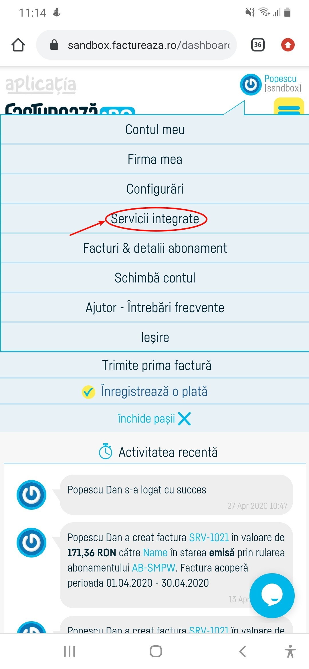 Activare colectare automată debite prin STRAETUS? - pasul 1