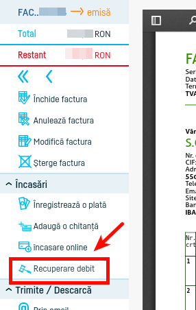 Colectare debite facturi prin STRAETUS - pasul 2