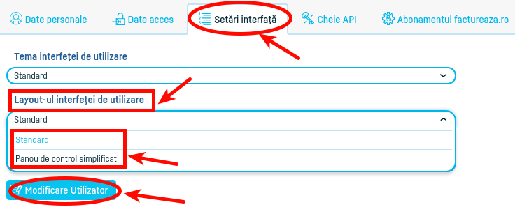 Setare layout interfață de utilizare - pasul 2