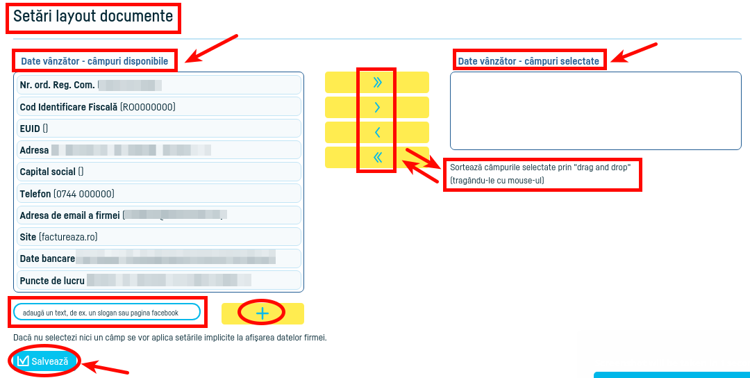 Setare layout documente - pasul 3