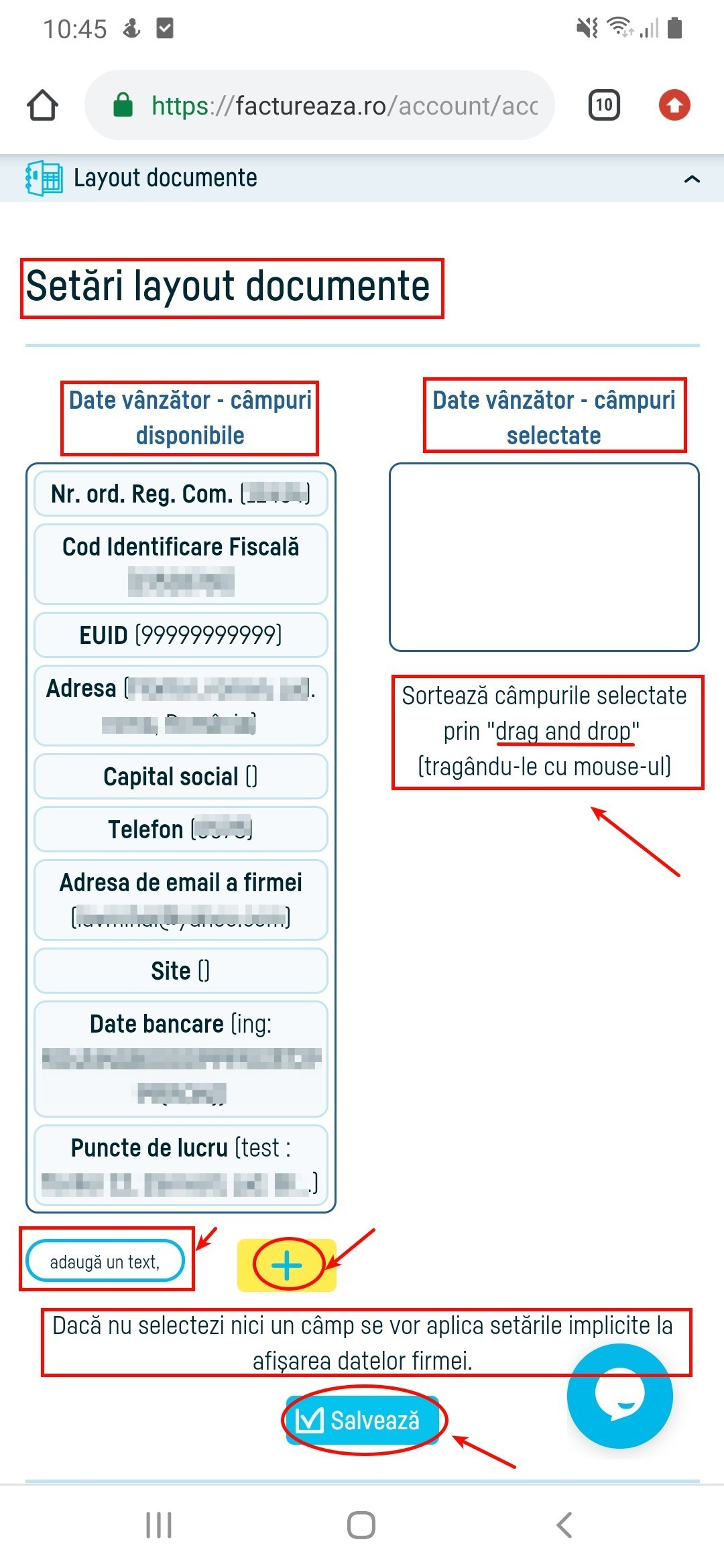 Setare layout documente - pasul 3