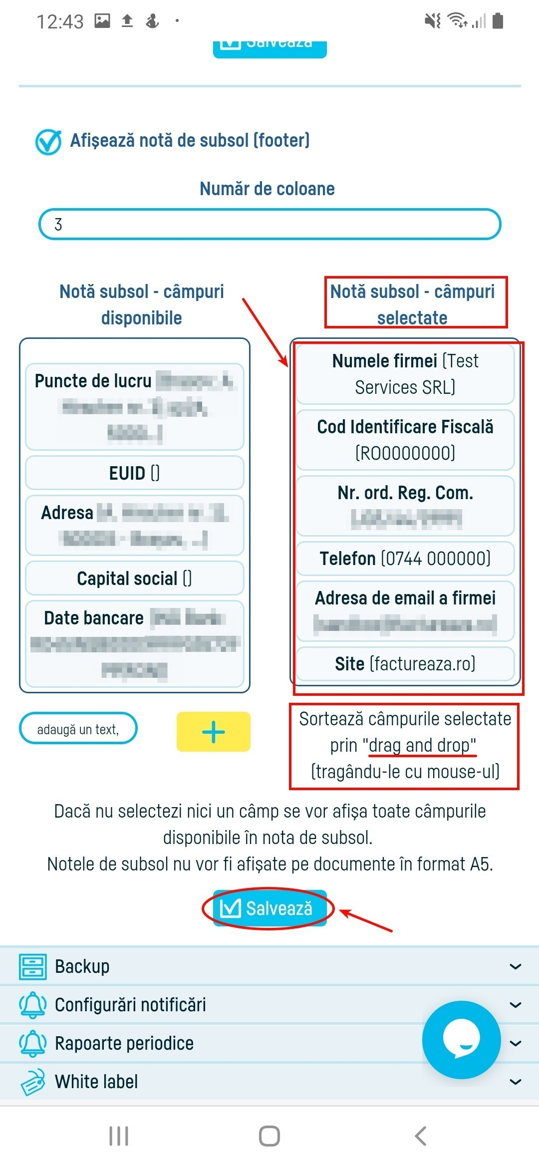 Notă de subsol documente - pasul 4