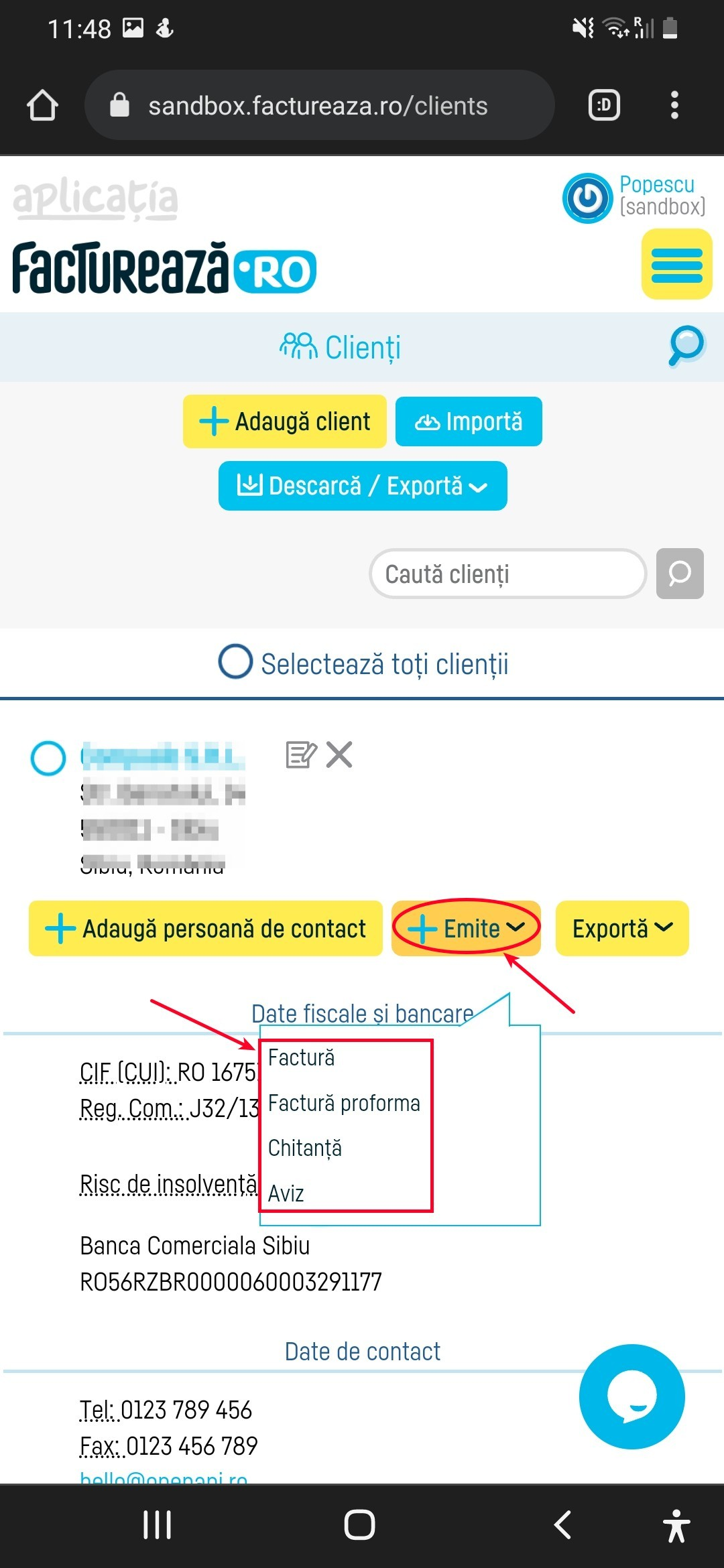 Cum export fișa clientului? - pasul 3