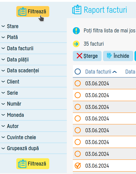 Transmitere factură în Spațiul Privat Virtual - pasul 3