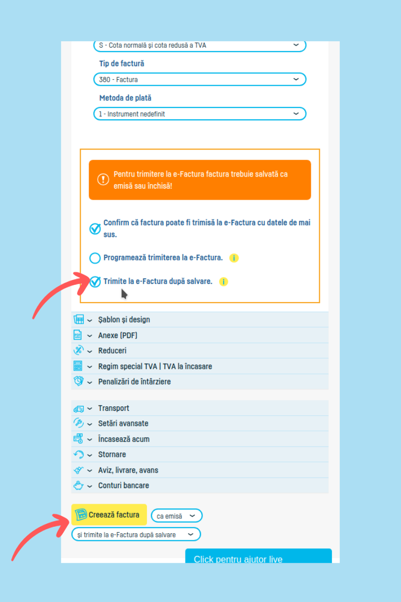 Cum generezi și transmiți  e-Factura în SPV ANAF  - pasul 17