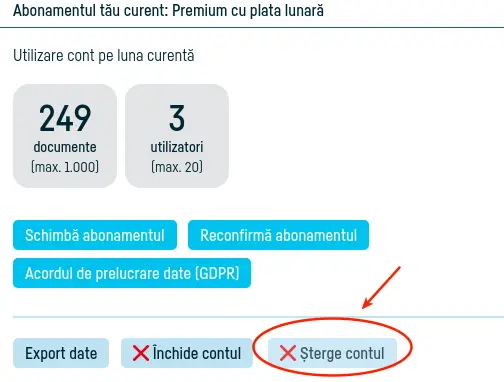 Cum îmi șterg contul  și datele asociate acestuia? - pasul 4