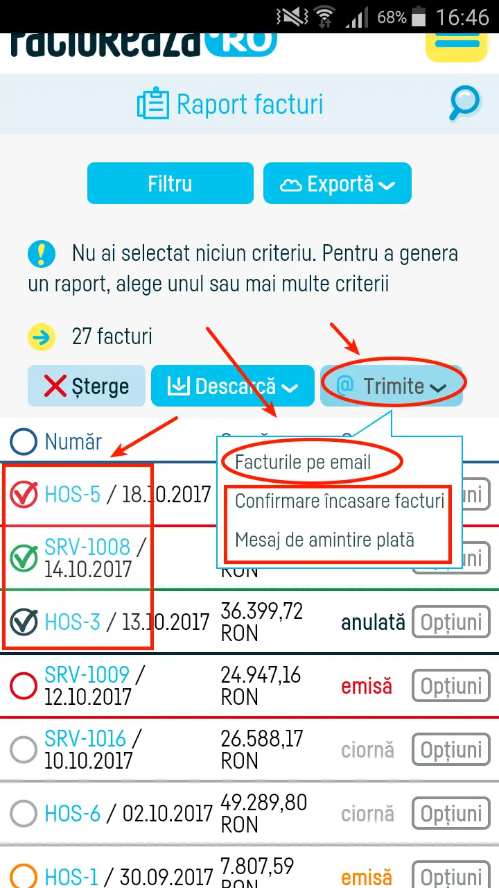 Cum trimit o factură pe email? - pasul 6